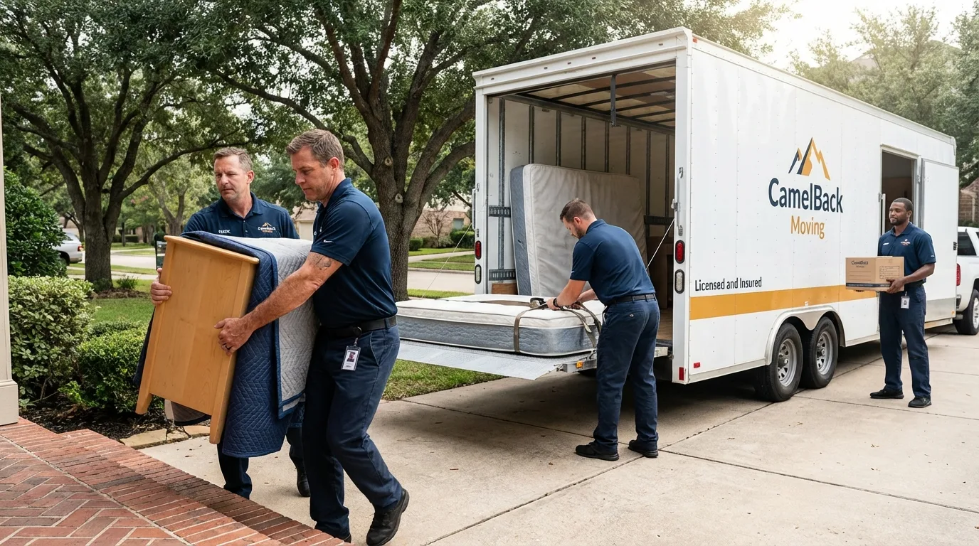 Crew loading residential truck for cross-state move from Fowlerville, MI
